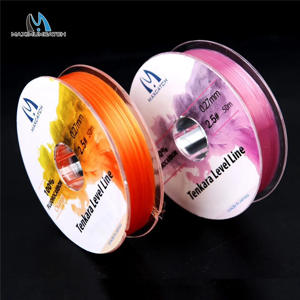 Maximumcatch Tenkara Level Line 50M 2.5# Fluorocarbon Pink/Orange Tenkara Fly Fishing Line