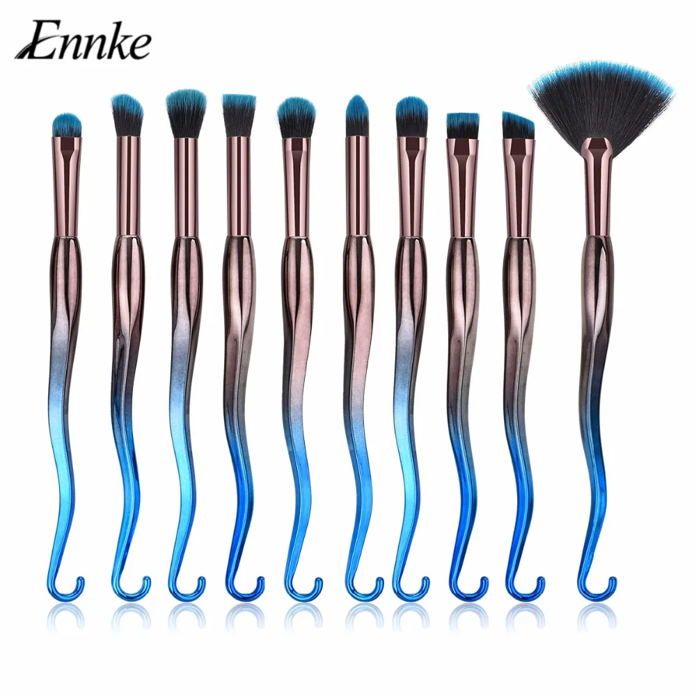 New Arrival 10 Piece Mermaid Eyeshadow Eye Blending Brushes Kabuki Make Up Kwasten Angle Shadow Lip Cosmetics Brushes Set