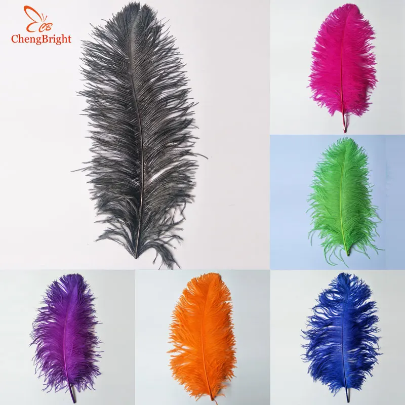 

CHENGBRIGHT 10 pcs 55-60CM Big Pole Ostrich Feathers Natural Dyed Carnival Decor Feathers For Crafts Wedding Decorations Plume