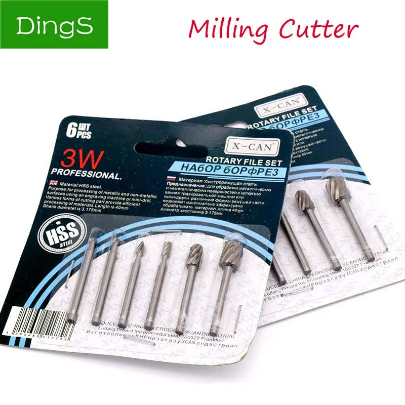 

6Pcs Shank Milling Rotary File Burrs Bit Set Wood Carving Rasps for Die Grinder Drill Metal Carving Polishing Engraving Drilling