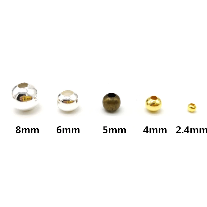 Five Sizes Gold Color Iron Metal Beads Jewelry Findings Diy  Smooth Ball Spacer  For  Making