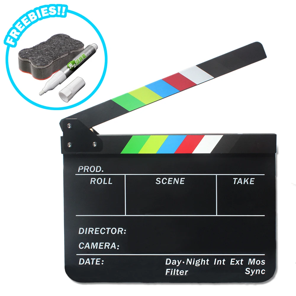 Director Video Scene Clapperboard Clapper Board Acrylic Dry Erase Director TV Movie Film Action Slate Clap Handmade Cut Prop