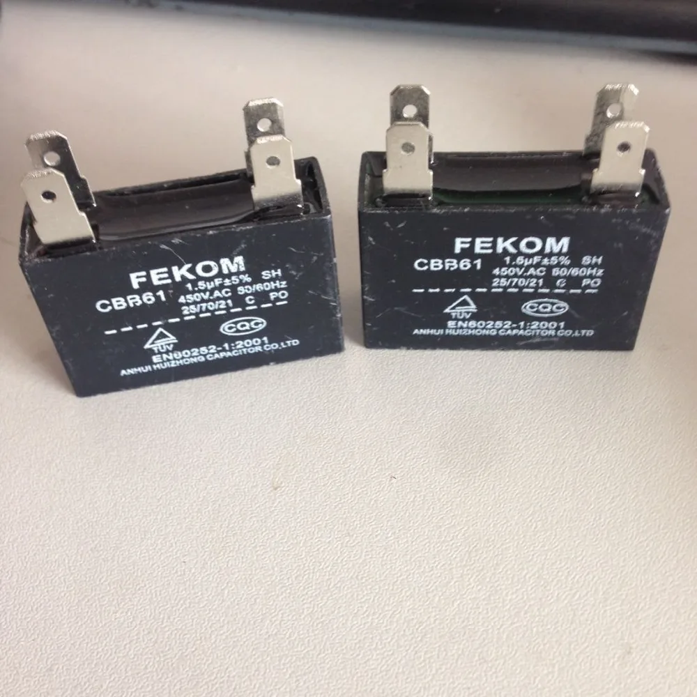 Конденсатор двигателя, полипропиленовый пленочный, 1,5 мкФ, 450 в переменного тока, 2 шт., CBB61 4