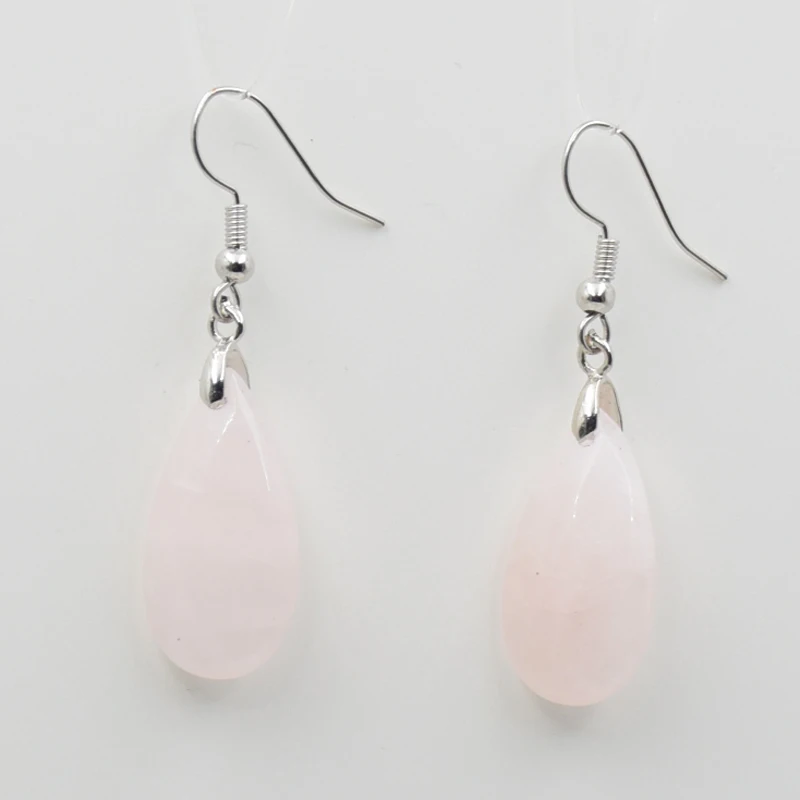 Women faceted Bead Natural Tiger Eye Stone Section Water Drop Hook Earrings Pink Crystal Amethysts Fashion Party Earring Jewelry