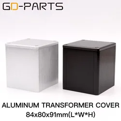 1PC 84x80x91mm Full Aluminum Triode Transformer Protect Cover Enclosure Case Hifi Audio Vintage Tube Amplifier DIY Black Silver
