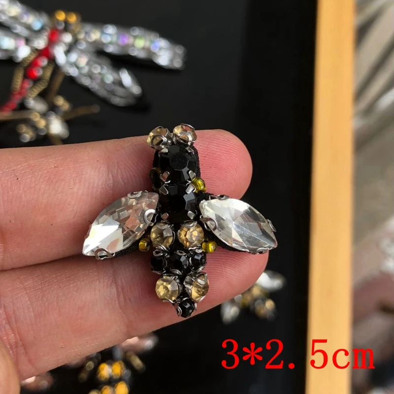 Manual Nail Bead Sequins Patch Stick Bee Applique Patch Embroidery Clothing Decoration Dragonfly Patches