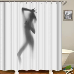 Sexy White Polyester Shower Curtains Creative Eco-friendly Waterproof Shower Curtain Bathroom Woman Bath Shadow Series