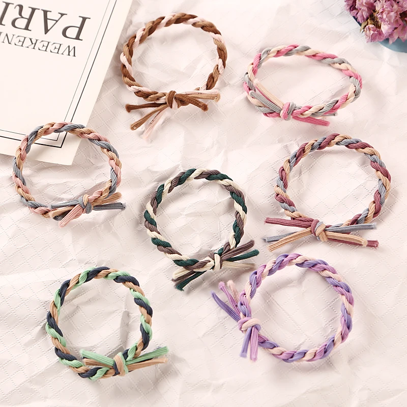 10pcs/Set Handmade Woven Colorful Elastic Hair Rope Ponytail Holders Hair Accessories Girl Women Rubber Band Tie Gum Headwear