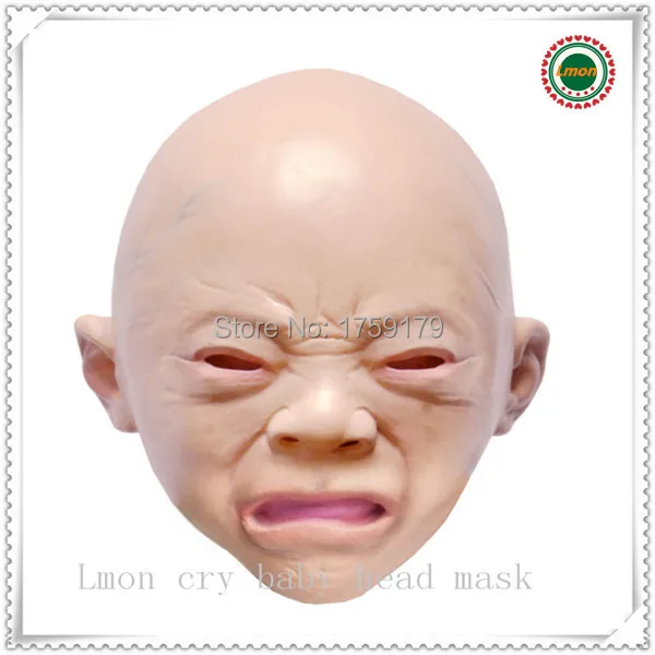 

Fast free shipping New Style Halloween Cry Baby Mask, Full Head Mask, Latex Baby Mask factory