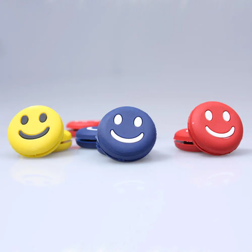 Amortisseur de vibrations de visage smiley, pour raquette de Tennis, Badminton, en Silicone, 3 pièces, couleur aléatoire