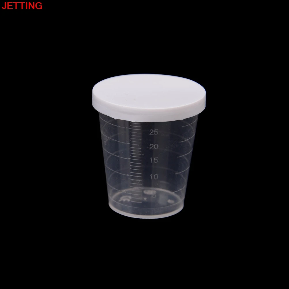 10 PCS 30ml Clear PP Liquid Measuring Cups Plastic Graduaeted Laboratory Test Cylinder White Lid  Indexing Clear Container Tub