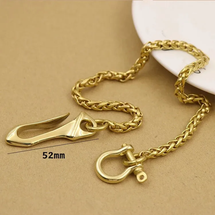 40/50/60CM Solid Brass Trousers Jeans Wallet Chain Keychain Metal Buckle Clips Snap Hook Belt Chain DIY Sewing Accessories