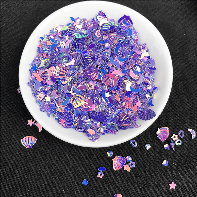 10g/Pack Mixed Colors 3-7mm Mixed Star Heart Shape Loose Sequins DIY nail Craft,Slime Making, Wedding Decoration confetti