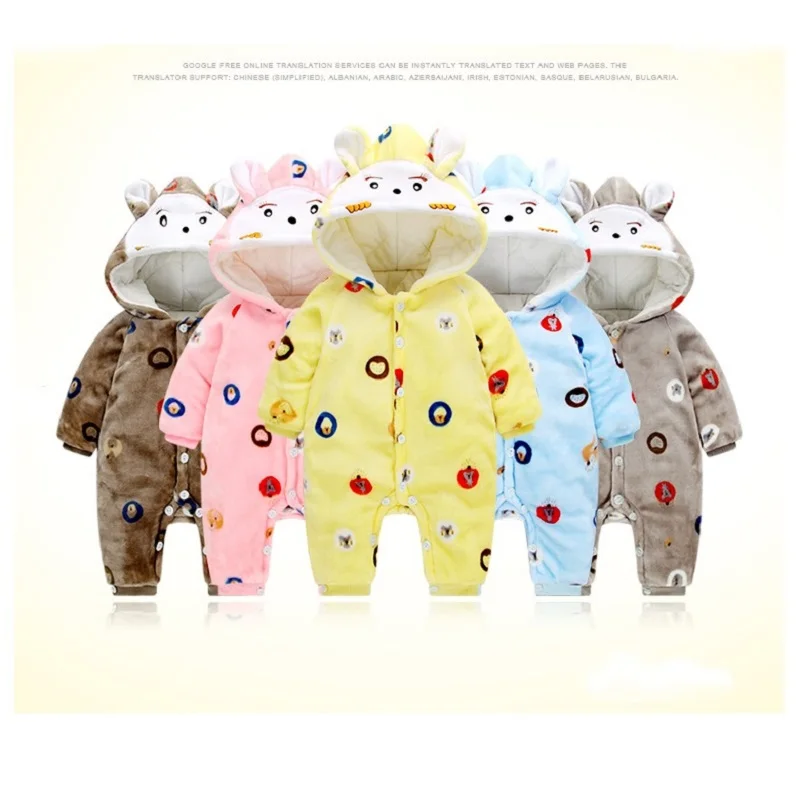 

Rabbit Hooded Baby Down Jacket Rompers + Shoe Set Newborn Jumpsuits Fleece Thick Winter Baby Girl Outfits Babywear Clothing Suit