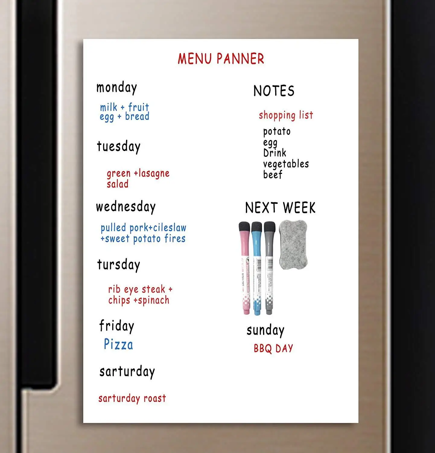 A3 Magnetic Calendar for Fridge - Dry Erase Whiteboard for Refrigerator - Perfect Planner Kitchen Office with 3 Pen