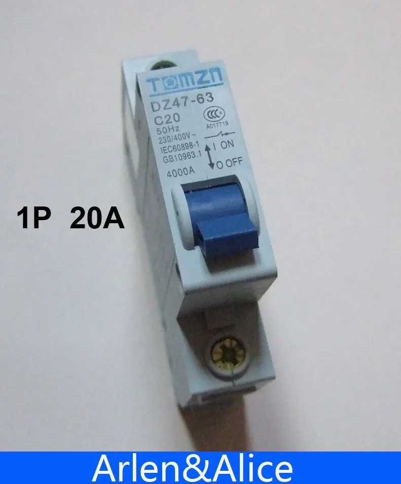 

1P 20A 230/400v~ 50HZ/60HZ Mini Circuit breaker MCB C45 C TYPE