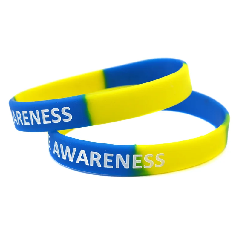 1 PC Down Syndrome Awareness Silicone Rubber Wristband Subsection Color