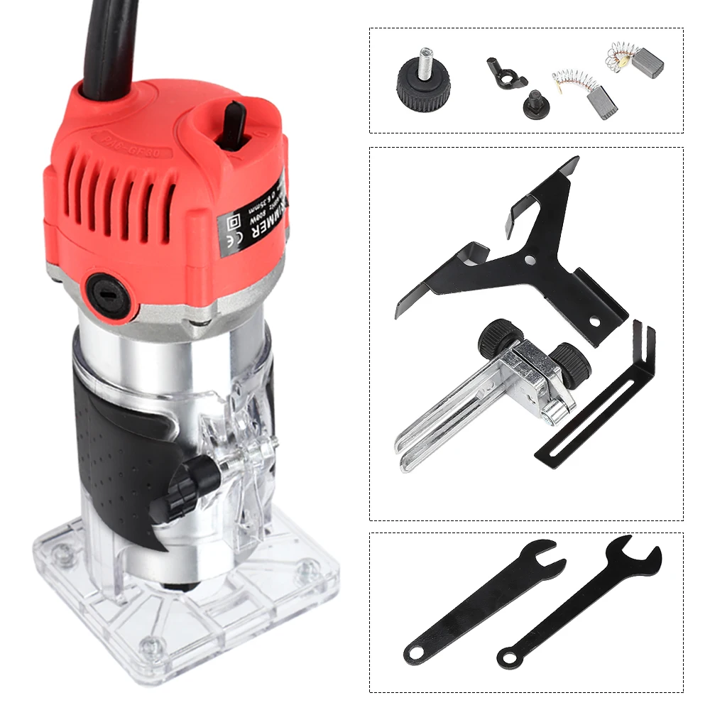 800W 30000rpm Woodworking Electric Trimmer Wood Milling Engraving Slotting Trimming Machine Hand Carving Machine Wood Router