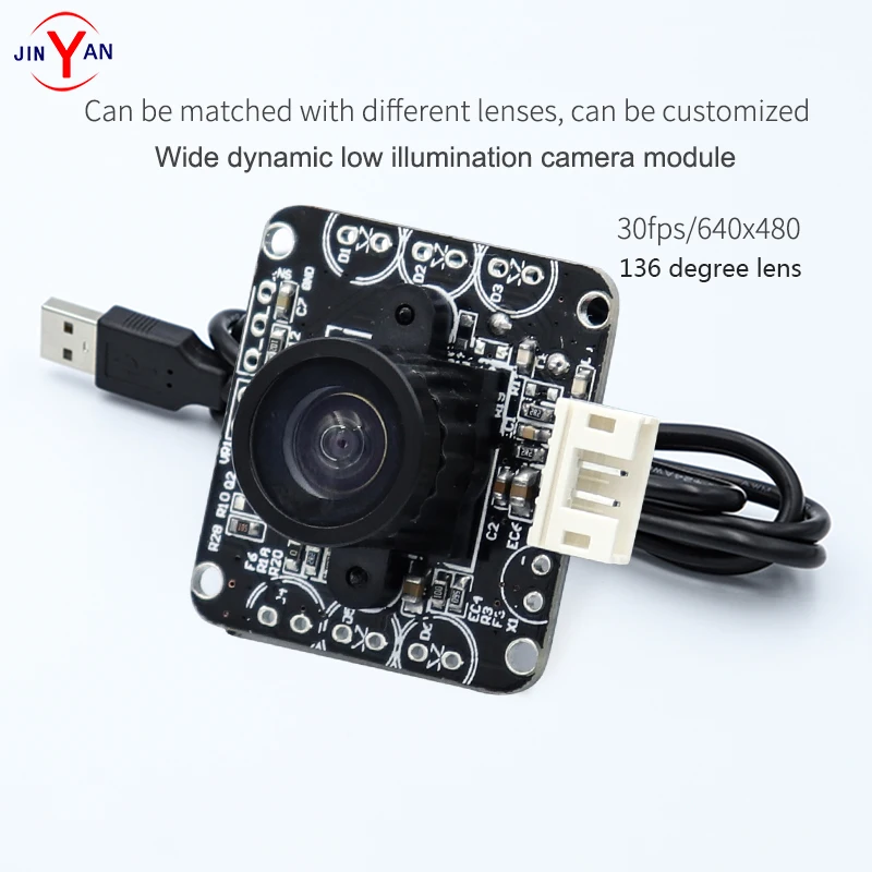 0.3MP Wide Dynamic Low Noise Undistorted USB Camera Module OV7740 Backlit   Wide Angle Lens