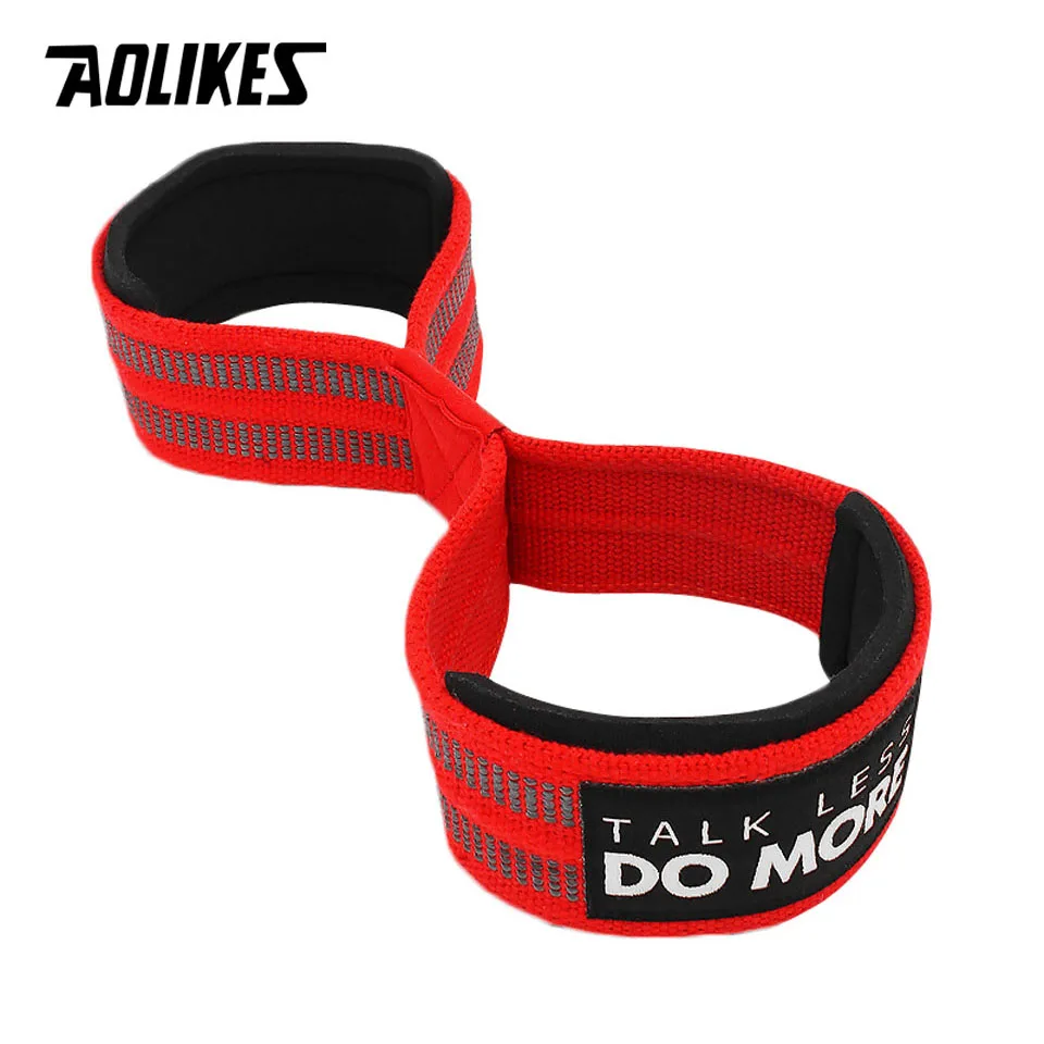 AOLIKES 1 Pair Figure 8 Weight Lifting Straps Weightlifting Powerlifting Sport Gym Fitness Bodybuilding Barbell Wrist Support