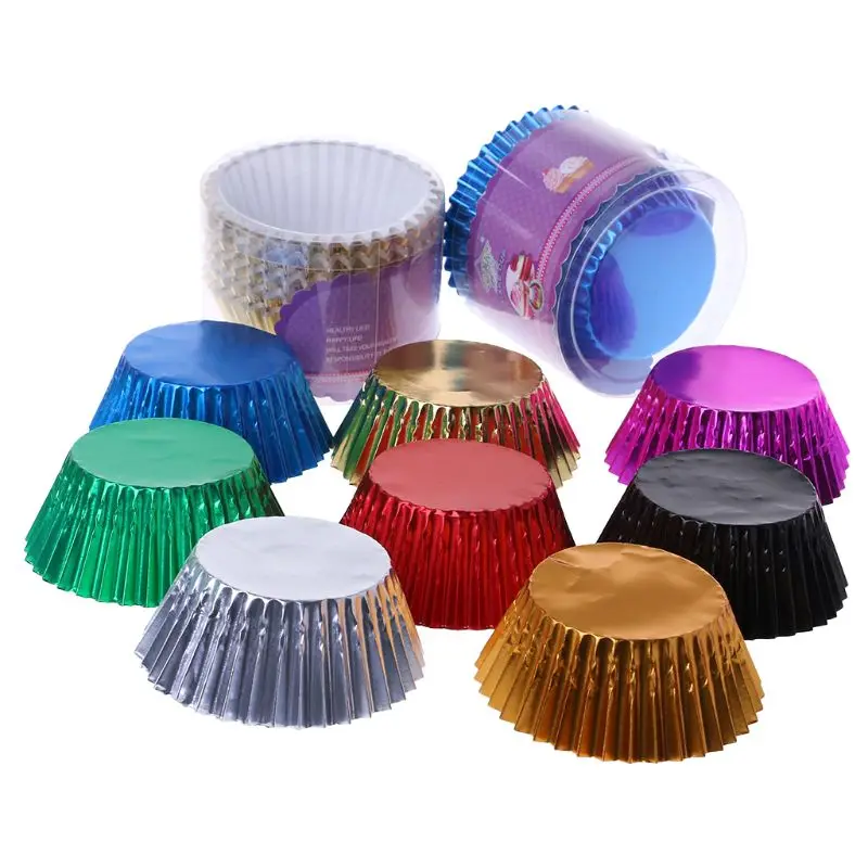 New 100pcs Paper Cupcake Cup Aluminium Foil Muffin Baking Cups Liners Cupcakes Case