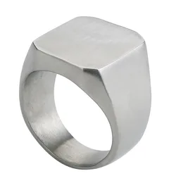 Valily jewelry Men's Signet Rings Stainless Steel High Polished Simple Geometric Jewelry Iron Ring for Men Pure Color US size