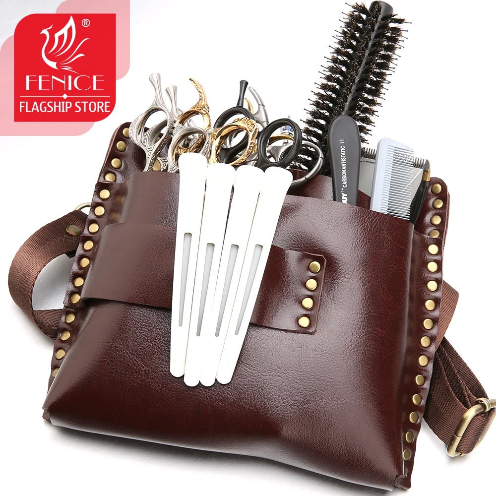 

Fenice Hair Shears Case Salon Scissors Pouch Hairstylist Waist Pack Big Capacity Hold 9 Scissors Tool Bags Barber Holster