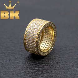 THE BLING KING 12mm Luxury Crystal Micro Paved Cubic Zirconia Finger Rings For Men And Women Engagement Ring Fashion Jewelry