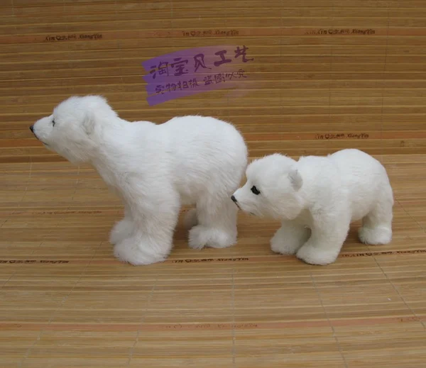 a pair of cute simulation white polar bear toys resin&fur polar bear doll gift about 16cm, 20cm 0988