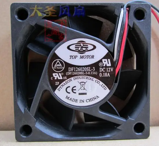 Wholesale:12V  6CM DF126020SL-3 0.18A 60*60*20MM three-wire plug chassis power supply CPU silent fan