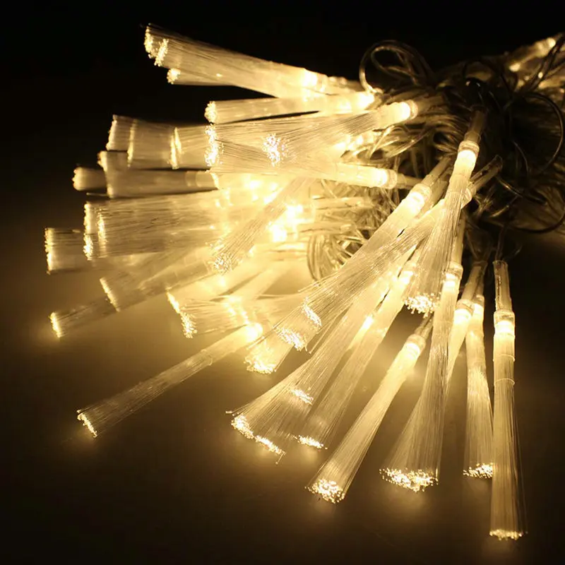 5pcs 33FT 10M 80LED Fiber Optic Trumpet Flower Light Fairy string lamp Christmas/Xmas/wedding party decor EU 220V -Warm WHITE