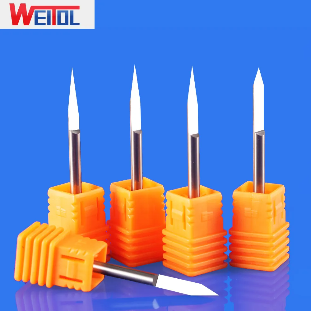 WeiTol  3.175mm shank 20 degree V shape PCB router bits flat bottom engraving bits CNC machine milling cutter