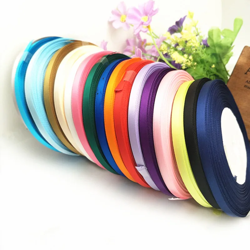 Hot sell 25 Yards Silk Satin Ribbon 6mm Party Home Wedding Decoration Gift Wrapping Christmas New Year DIY Material 5BB5622