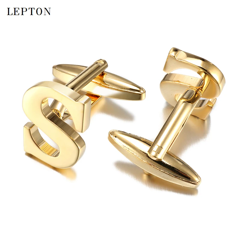 

Hot Sale Letters S Cufflinks For Mens Lepton High Quality Gold & Silver Color Metal Wedding Men Shirt Cuff Links Gemelos