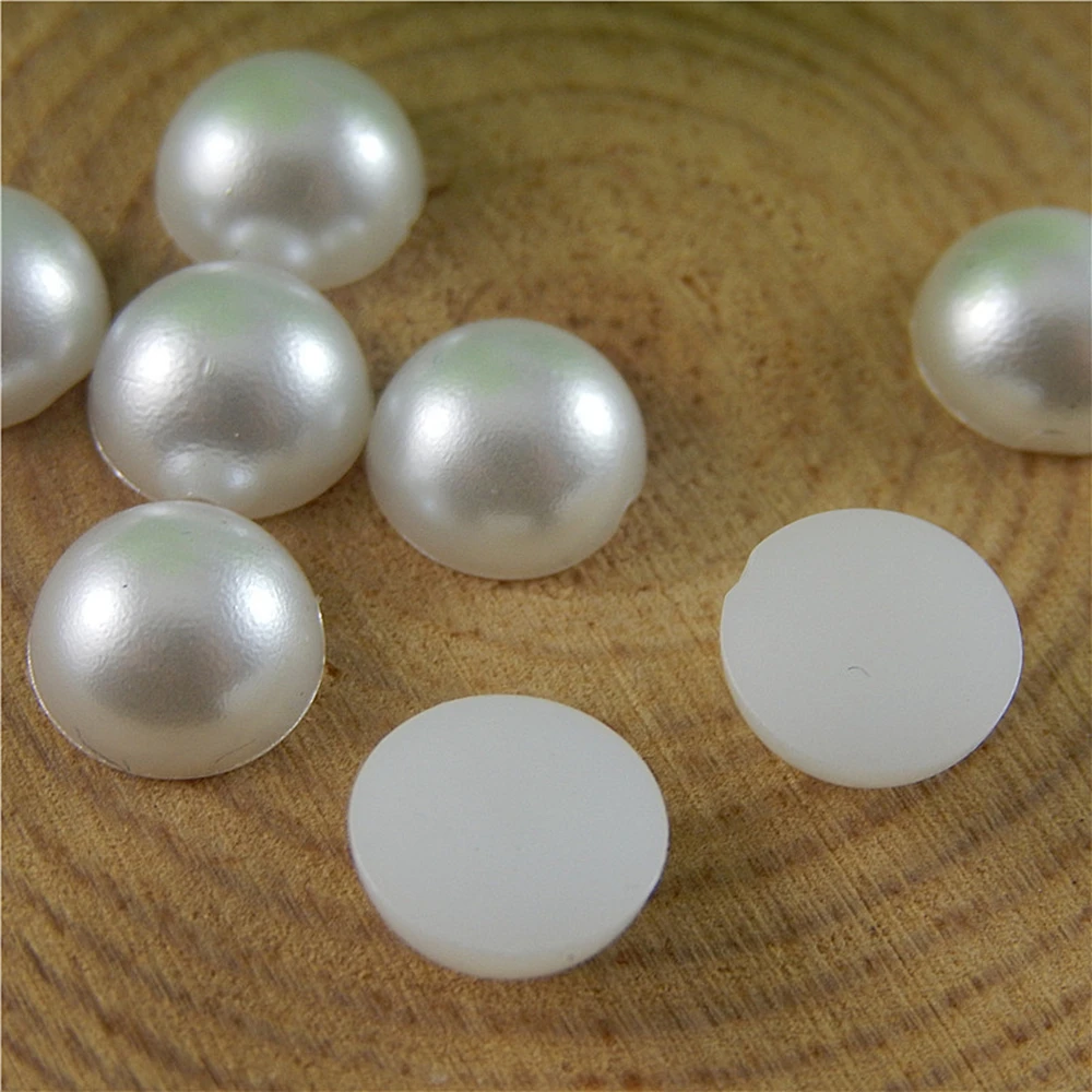 

200pcs/pack White acrylic hemispherical imitation pearls Cameo Cabochons Jewelry finding For fashion Jewelry Making8*8*4mm 50851