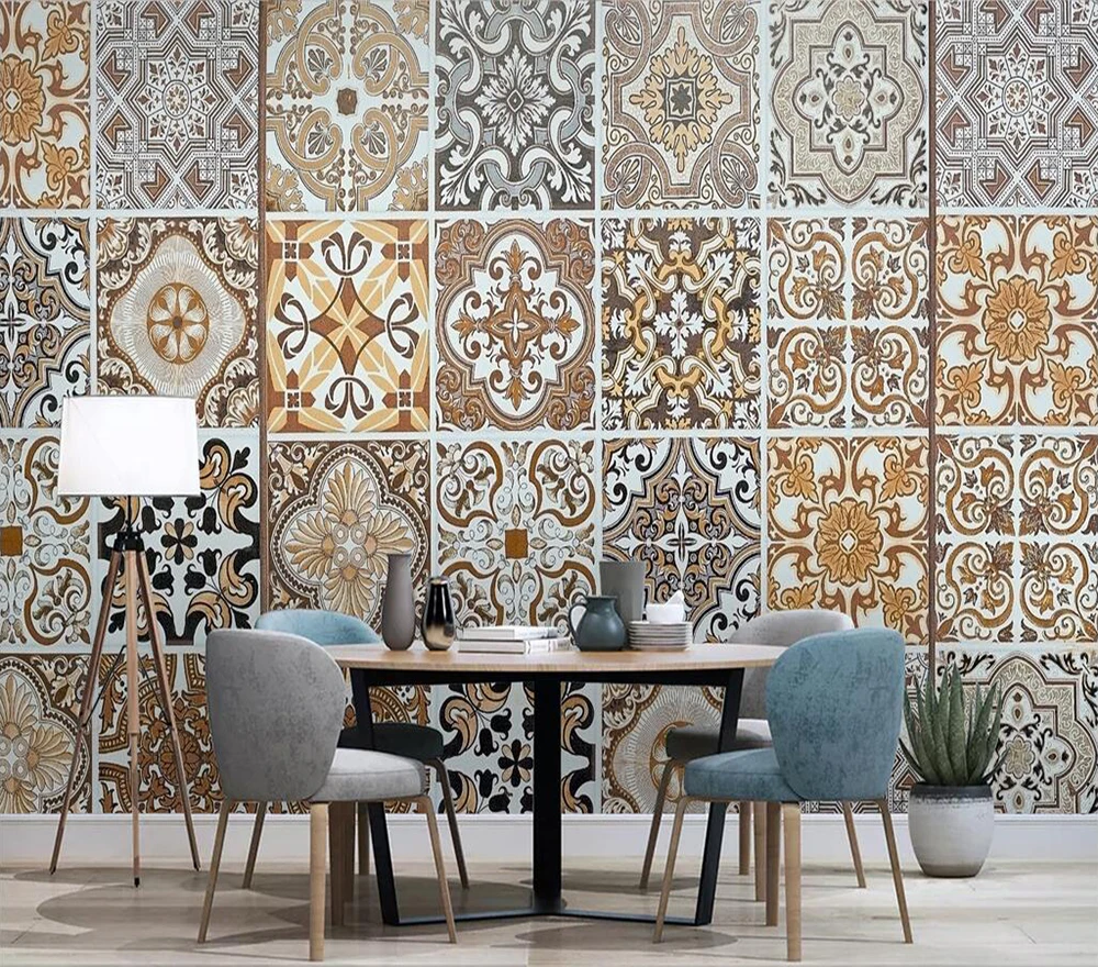 Decorative wallpaper Retro style design background wall