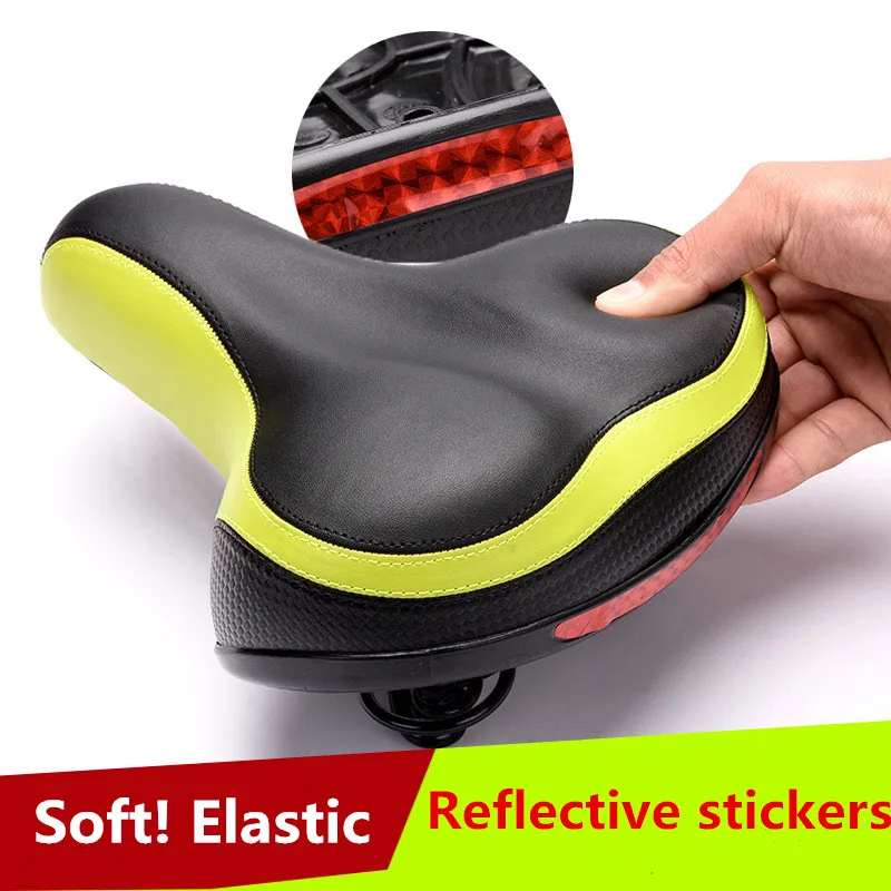 Wide Thicken Bicycle Saddle Seat Soft Silicone With Reflective Stickers MTB Road Bike Rear Light  Cycling Hollow Cushion Saddle