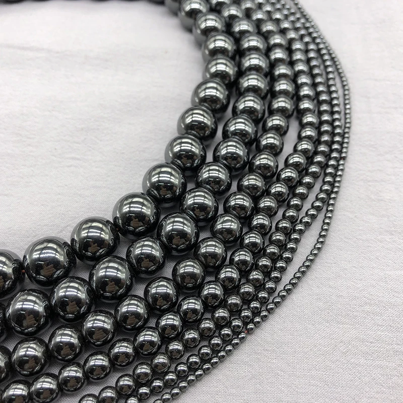 الحجر الطبيعي الهيماتيت الخرز الجولة فضفاض الخرز الأسود 3 مللي متر 4 مللي متر 6 مللي متر 8 مللي متر 10 مللي متر 12 مللي متر عقد دي اي واي سوار صنع المجوهرات اكسسوارات #3