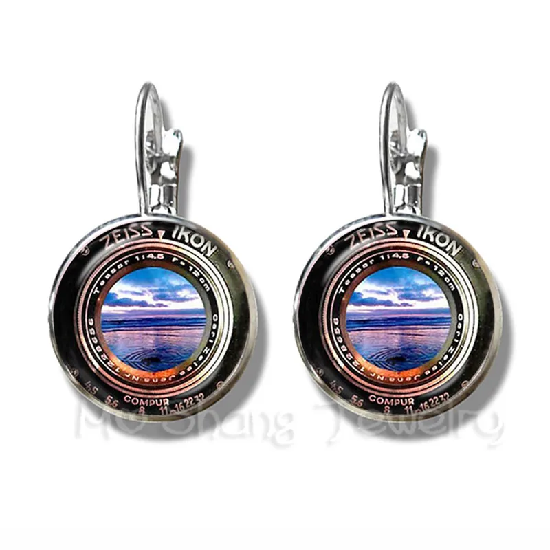 Dslr Lenses Art Picture Earrings Keep That Moment Forever Camera Lens Silver Plated Stud Earrings For Women Best Gift