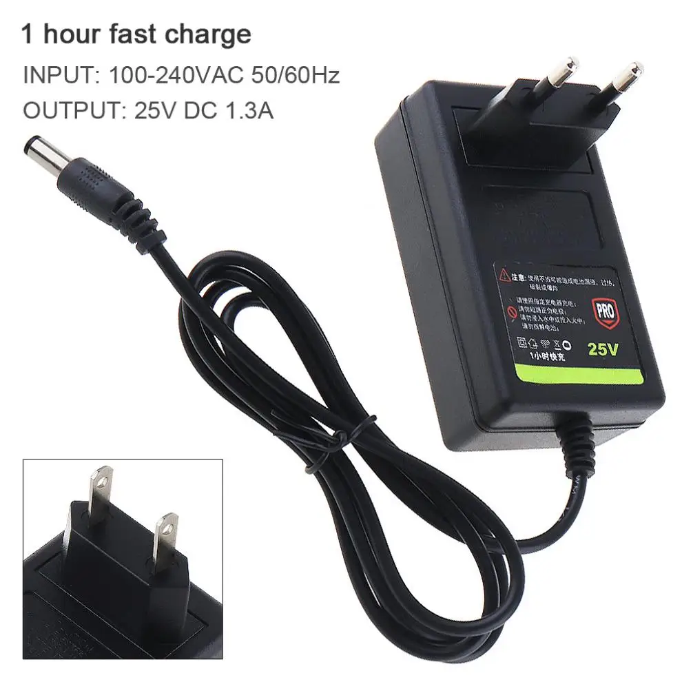 100-240V US/EU Portable Multifunction 25V DC Li-ion Charger Support US / EU Power Source for Lithium Drill / Electrical Wrench