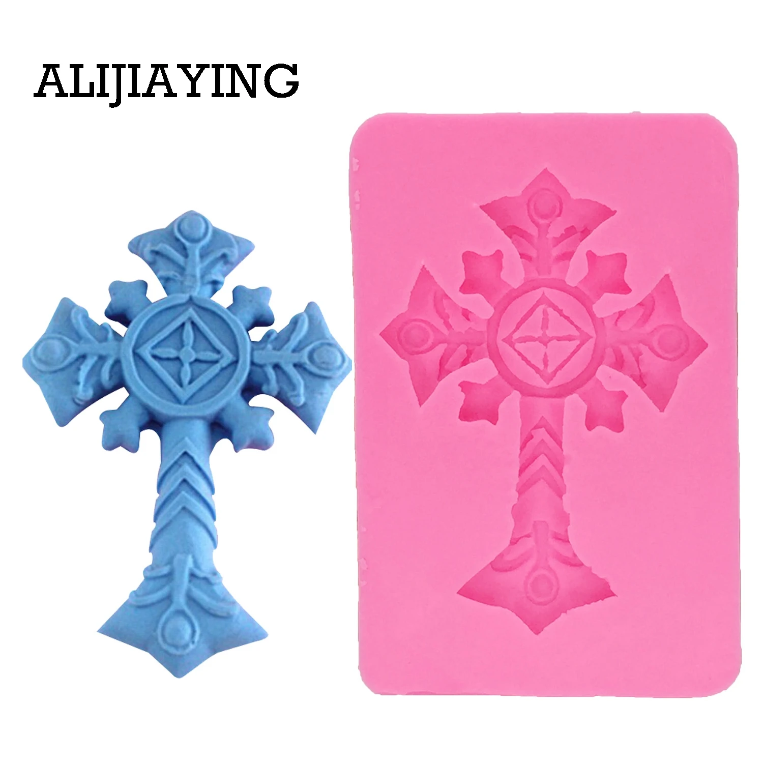 M0354 1Pcs Cross Silicone Mold Christmas Cake Decorated Candy Cake 3d Jesus Cross Mold Easter Chocolate Baking