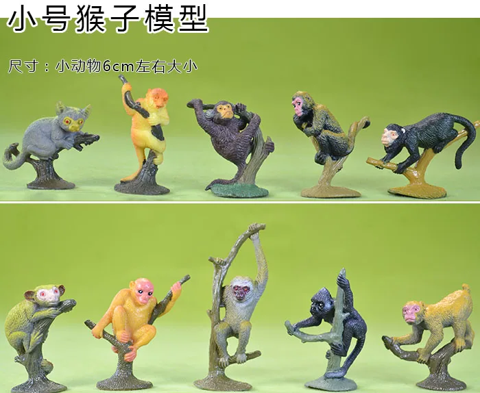 mini solid pvc figure SimulationThe simulation model toy monkey baboon wildlife like orangutans 10 pcs/set