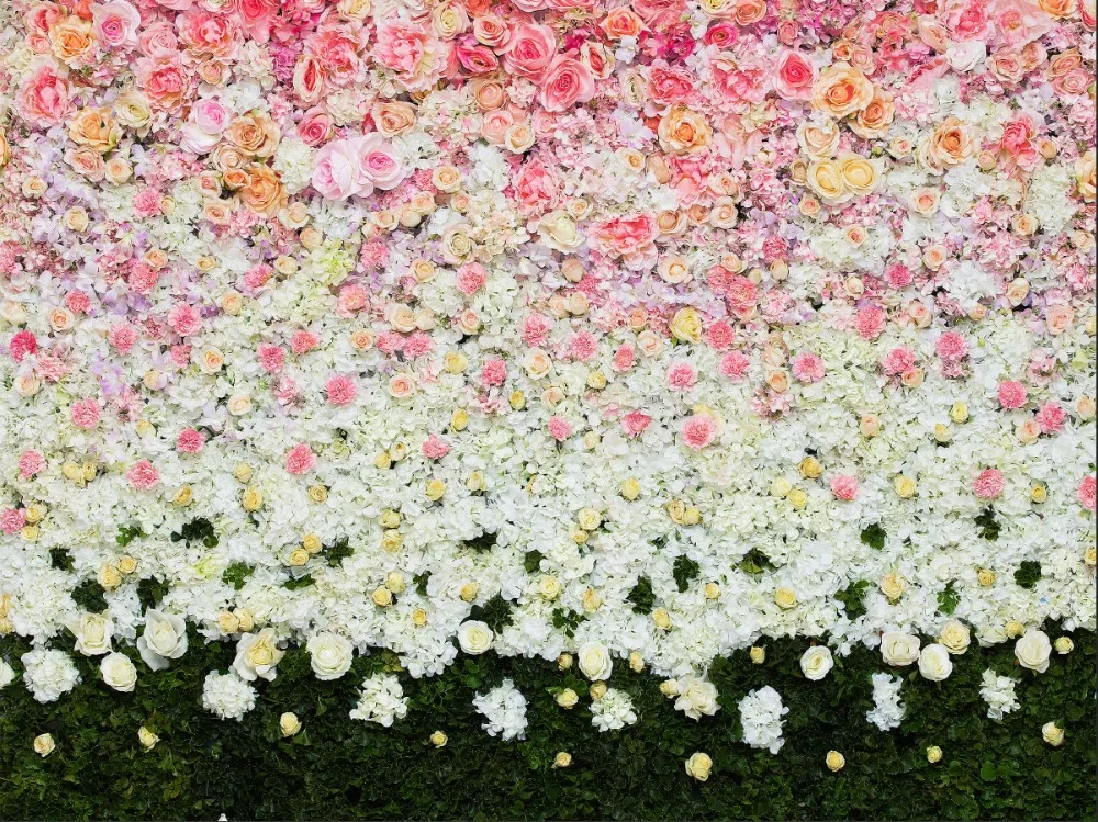 7x5ft luz branca ao ar livre flores rosa parede grama verde personalizado foto estúdio pano de fundo vinil 220cm x 150cm