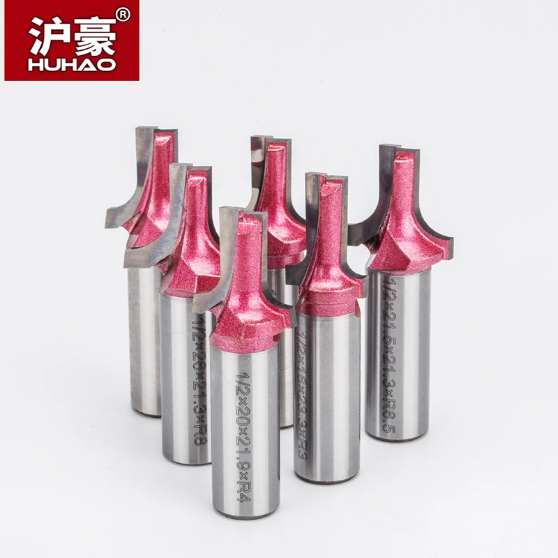 HUHAO 1pc 1/2" Shank Industrial Grade Milling Cutter Woodworking  CNC Tool Router Bits Clearing Bottom Straight Edge Arc Bit