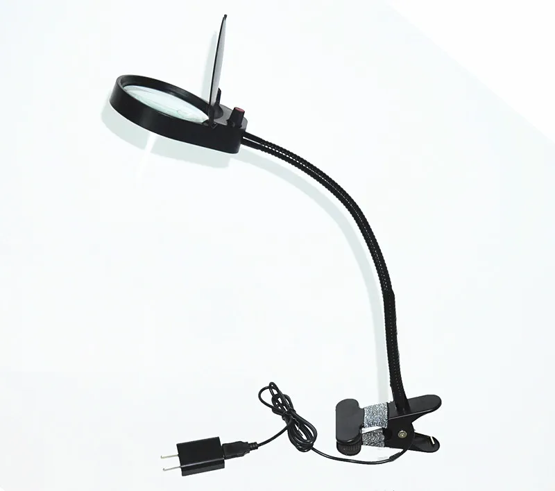 

Black 3X and 10X Magnifying Glass Clip Magnifier LED lamp With Dual Lens Adjustalble Light for Reading