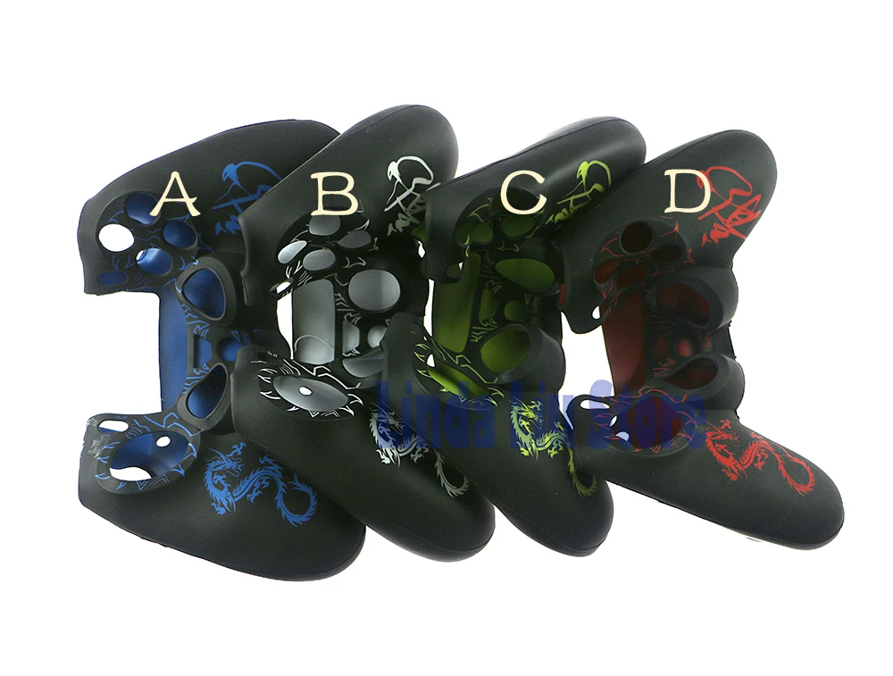 20PCS/LOT Dragon Design Anti-slip Joystick Soft Silicone Cover Case for PS4 Controller Gamepad Protection Rubber Skin