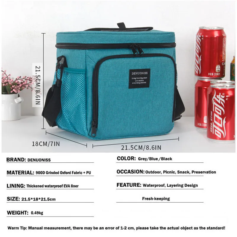 Insulated Picnic Lunch Bag Water-Resistant Leakproof Soft Cooler Bag Thermal Bento Box for Work/School/Outdoor Activities LH050