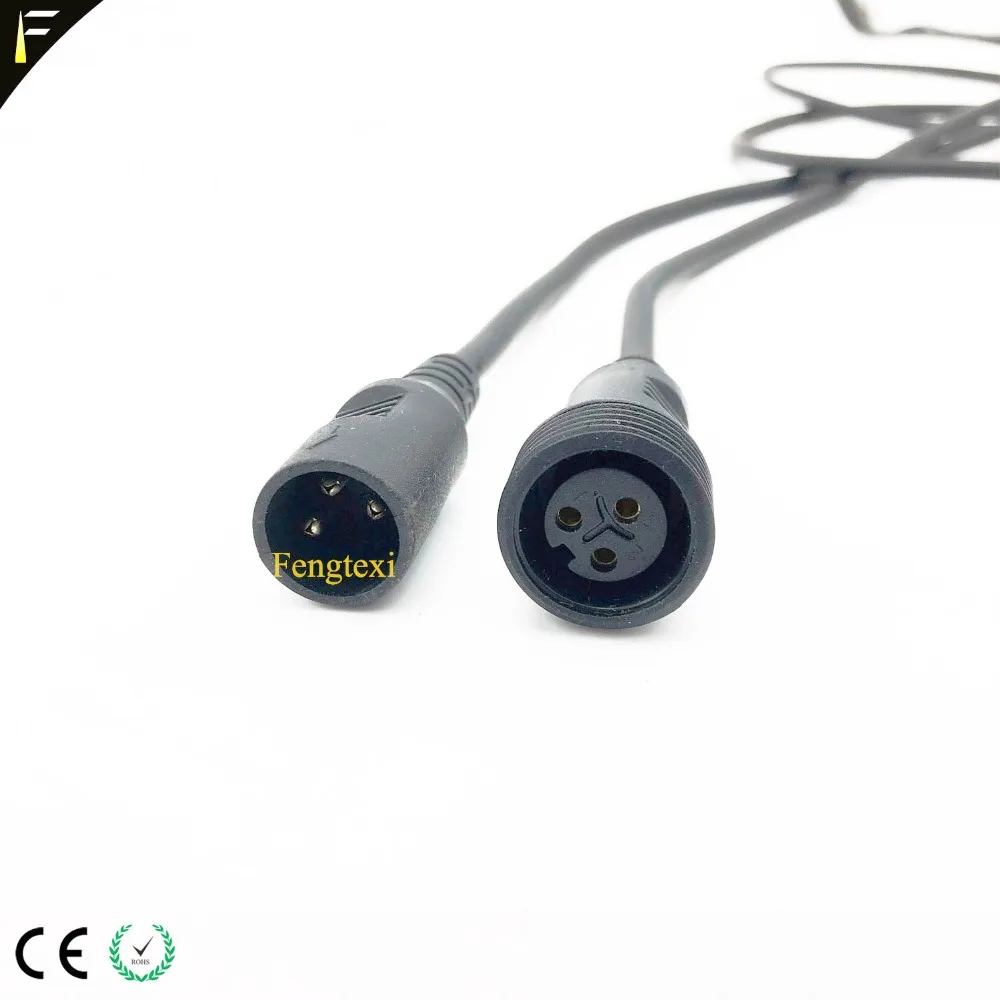 4 Pieces Fits Outdoor Stage PARs DMX Extension/Power Supply Extension/ Power Supply Connect Waterproof 1m/2m/5m/10m Optional