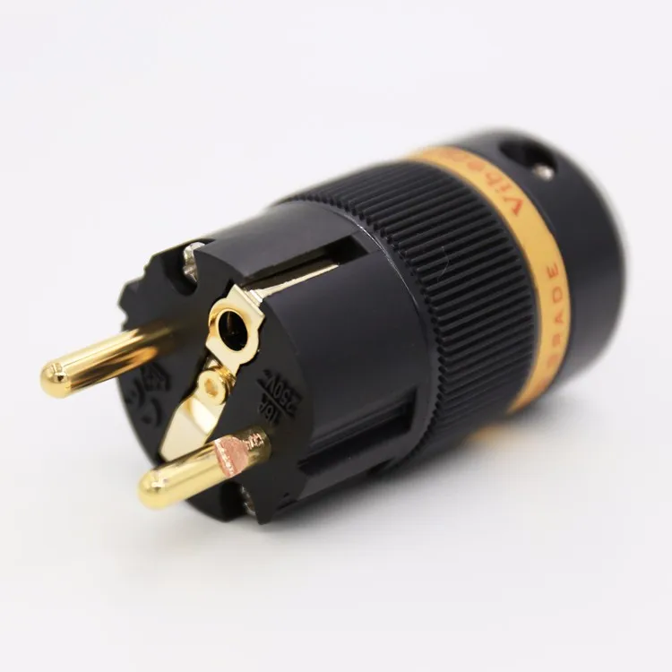 

1Piece Viborg VE501G Pure copper Gold Plated Schuko Male Power Plug Connector Audio Male Plug HIFI Power Plug