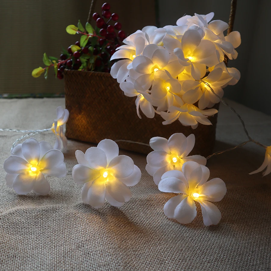 Creative DIY frangipani LED String Lights Battery floral holiday lighting, Event Party garland decoration,Bedroom home Decor